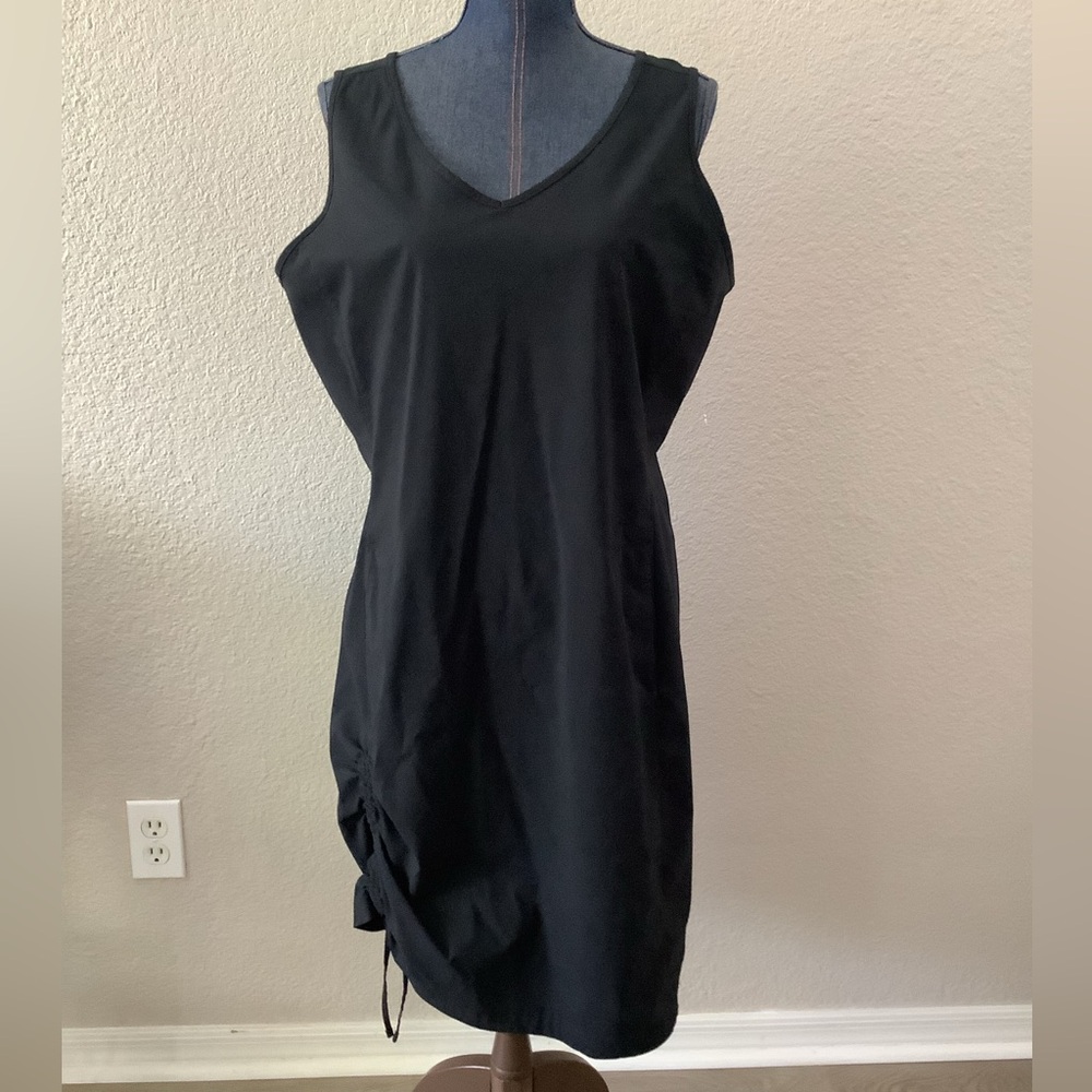 Columbia Black Anytime Casual III Ruched Sleeveless V-Neck Dress Women's X-Large
